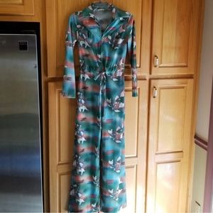 Vintage 70s Gay Gibson Disco Koi Fish Jumpsuit